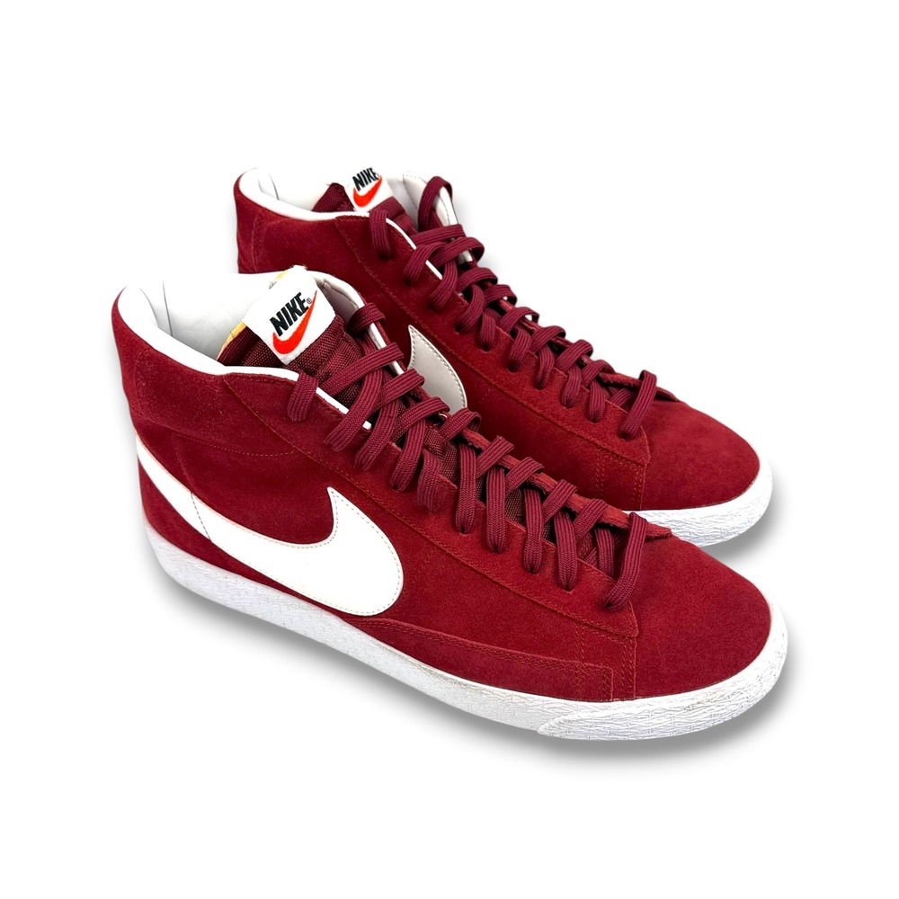 Nike Blazer Mid Premium Team Red Suede Mens 14 Big Swoosh Retro Shoes 429988-603 - Picture 2 of 12
